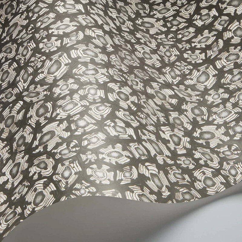 Savanna Shell  Wallpaper - Soot, Snow & Metallic Silver - by Cole & Son