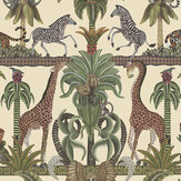 Afrika Kingdom Wallpaper - Olive Green & Spring Green on Cream - by Cole & Son. Click for more details and a description.