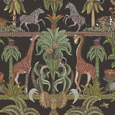 Afrika Kingdom Wallpaper - Olive Green & Spring Green on Black - by Cole & Son. Click for more details and a description.