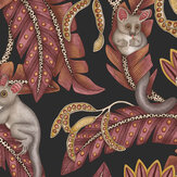 Bush Baby Wallpaper - Crimson & Marigold on Charcoal - by Cole & Son. Click for more details and a description.
