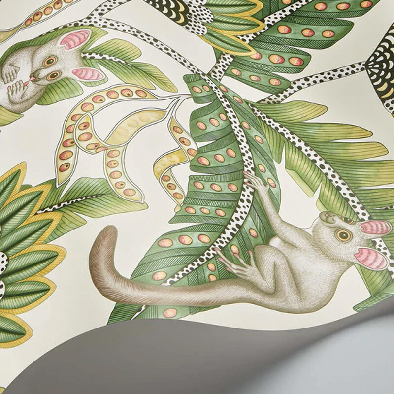 Bush Baby Wallpaper - Sage & Chartreuse on Parchment - by Cole & Son
