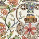 Protea Garden Wallpaper - Olive Green & Tangerine on White - by Cole & Son. Click for more details and a description.