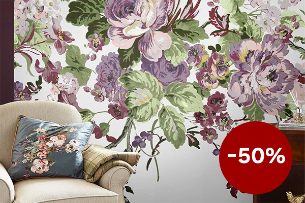 Rosemore Mural - Grape - by Laura Ashley