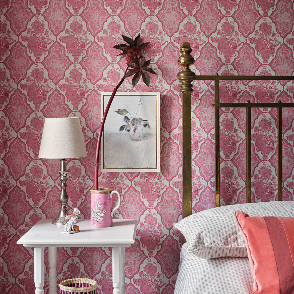 Cameo Vase Wallpaper - Dark Pink - by Dado Atelier
