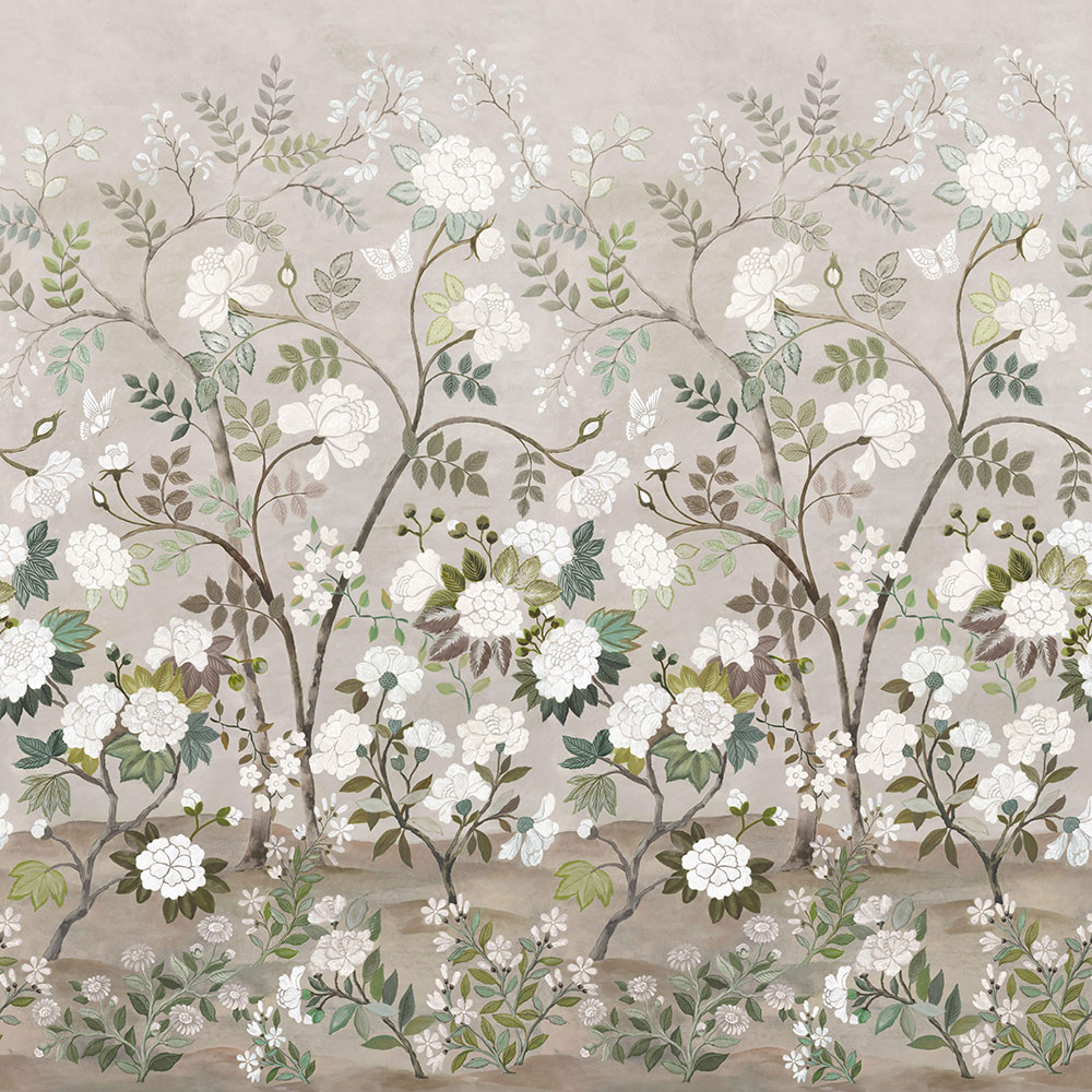 Fleur Orientale Mural - Pale Birch - by Designers Guild
