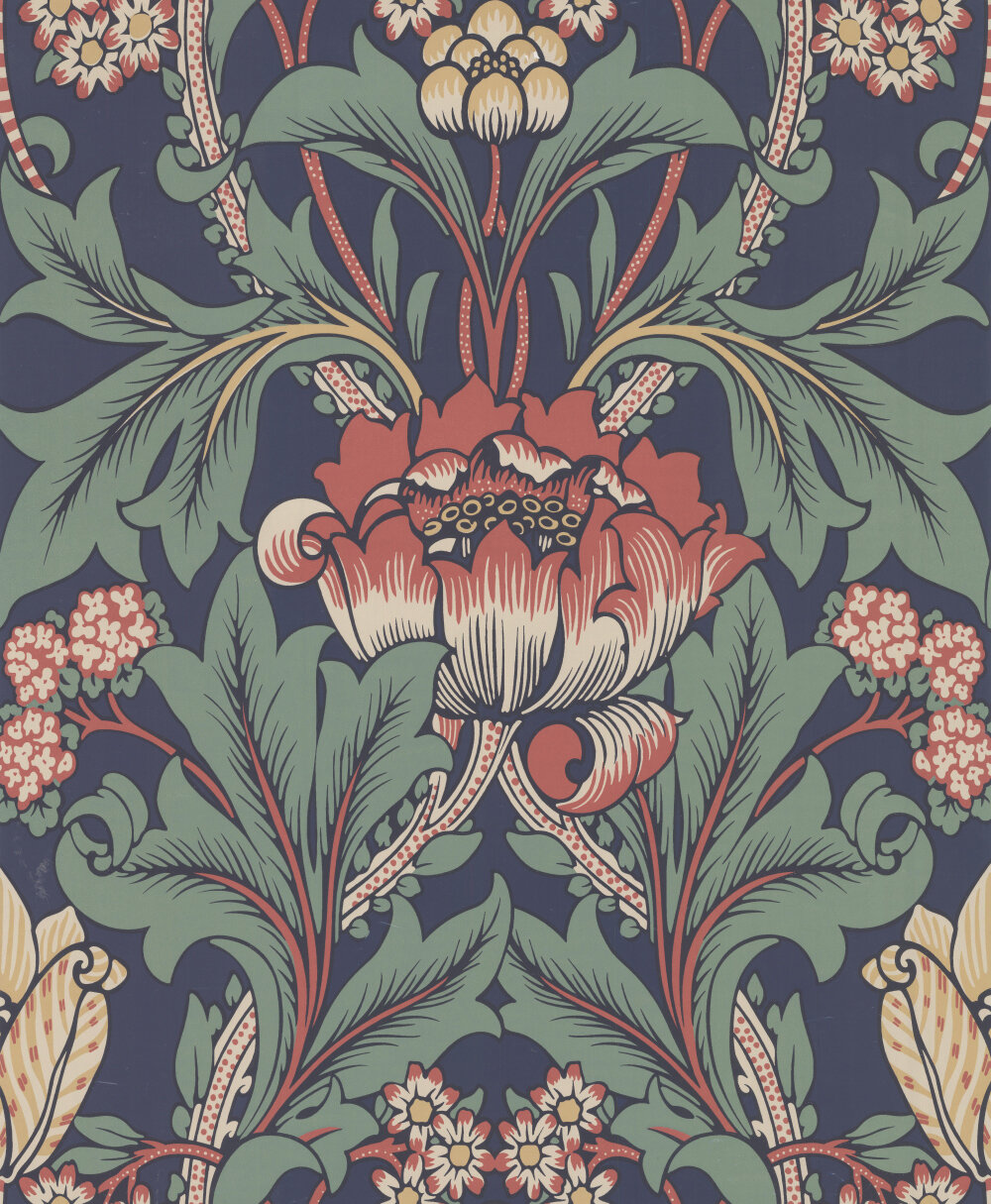 Primrose Floral Wallpaper - Navy Blue - by NextWall
