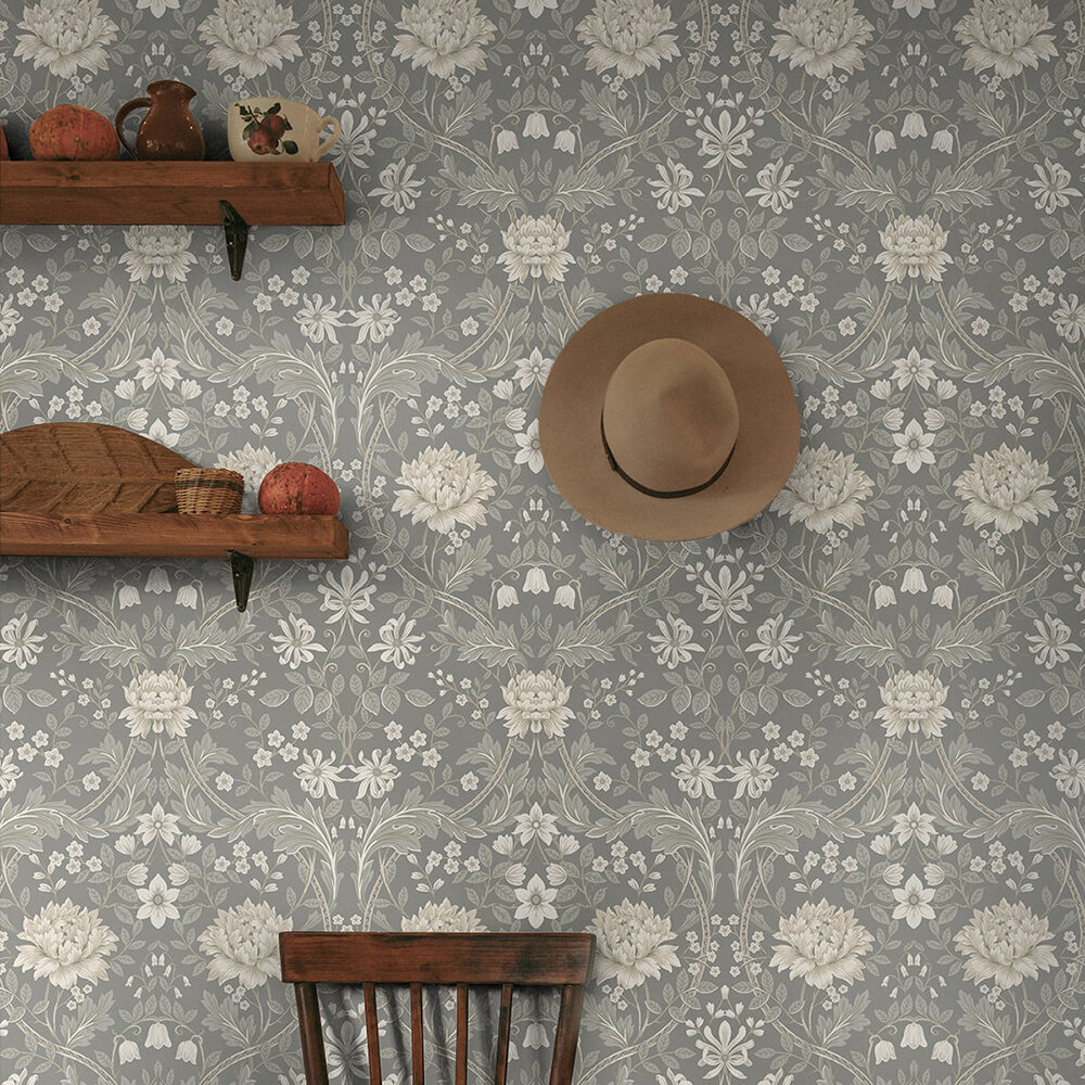 Honeysuckle Trail Wallpaper - Grey - by NextWall