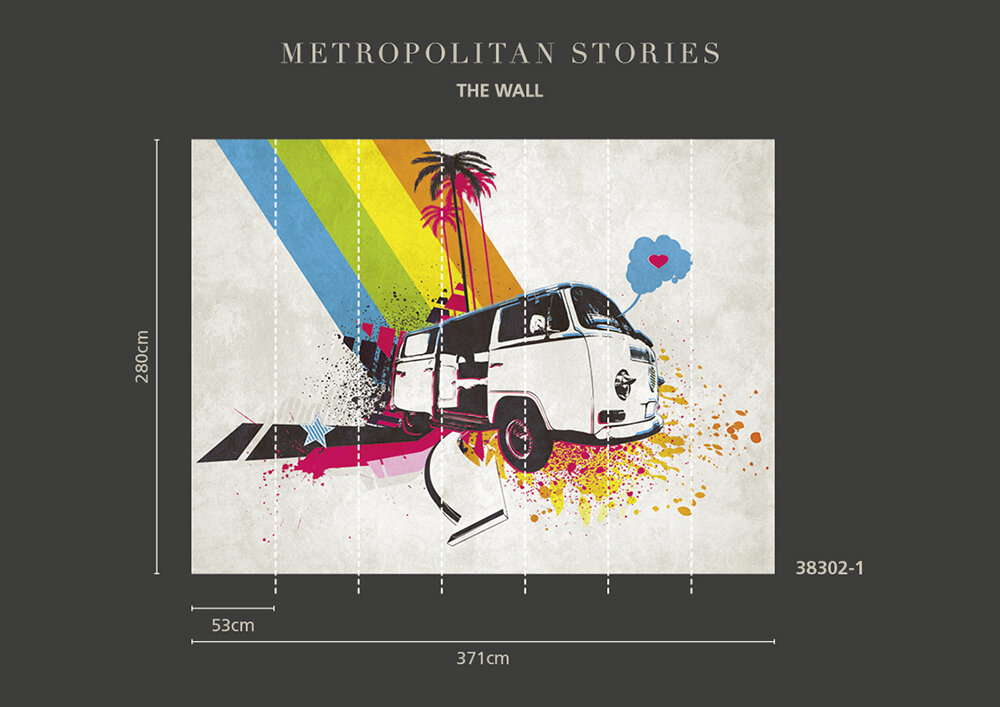 Camper Van Rainbow Mural - Multi-Colour - by Metropolitan Stories