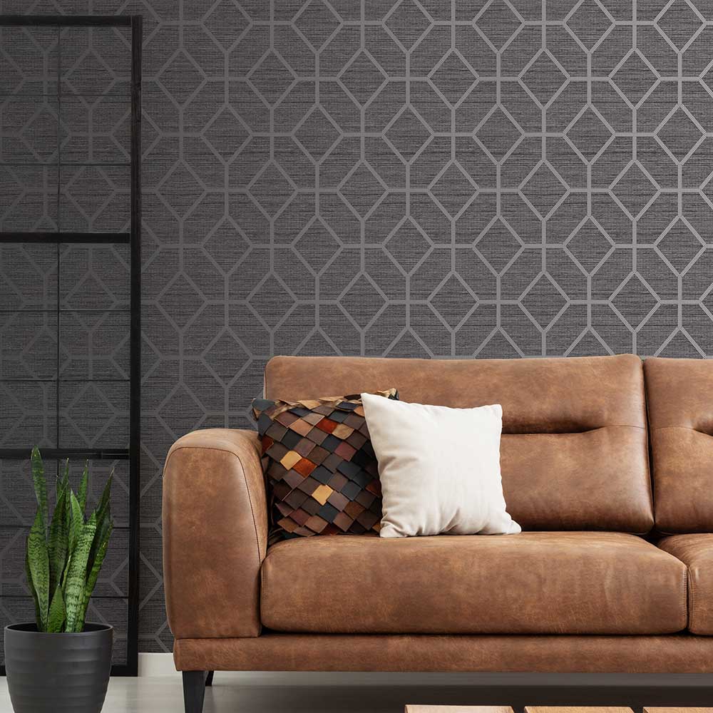 Asscher Geo Wallpaper - Grey - by Boutique