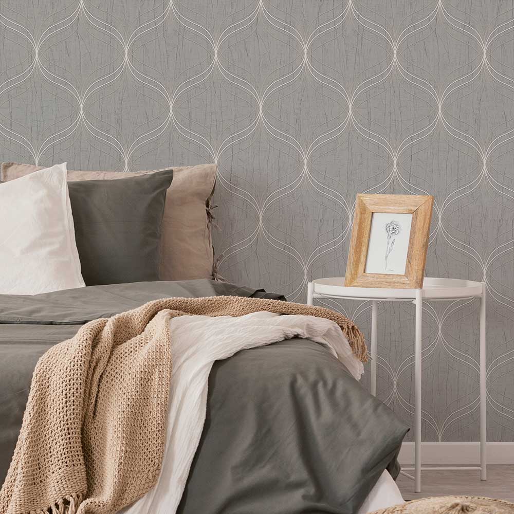 Optical Geo Wallpaper - Grey - by Boutique