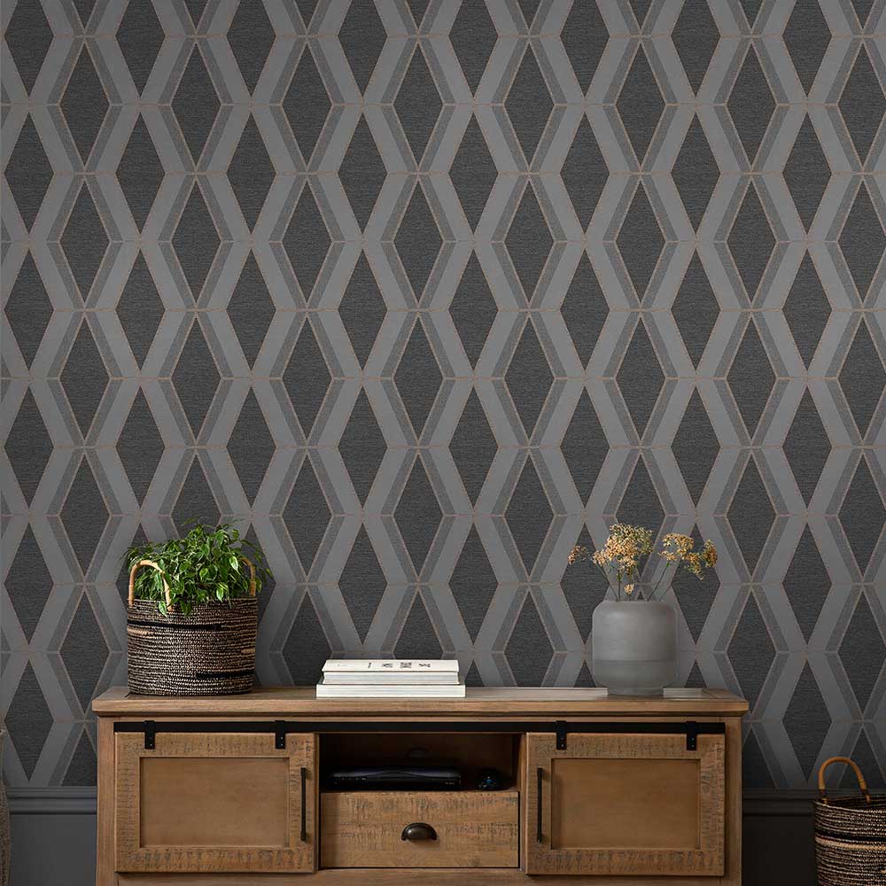 Optical Triangle Wallpaper - Grey - by Next