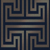 Metallic Greek Key Wallpaper - Blue - by Next. Click for more details and a description.