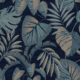 Jungle Leaves Wallpaper - Blue - by Next. Click for more details and a description.
