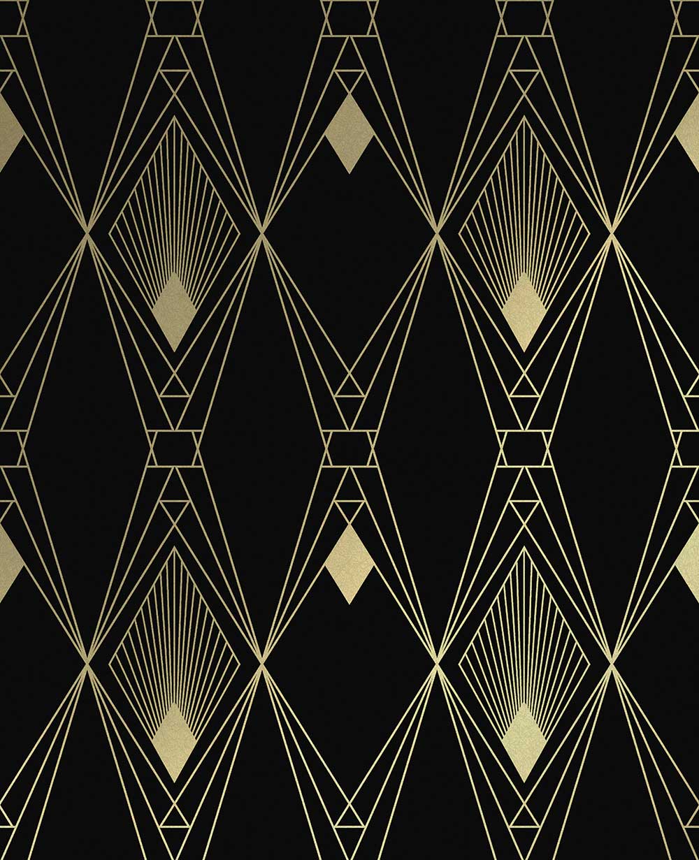 Deco Geometric Wallpaper - Black - by Next