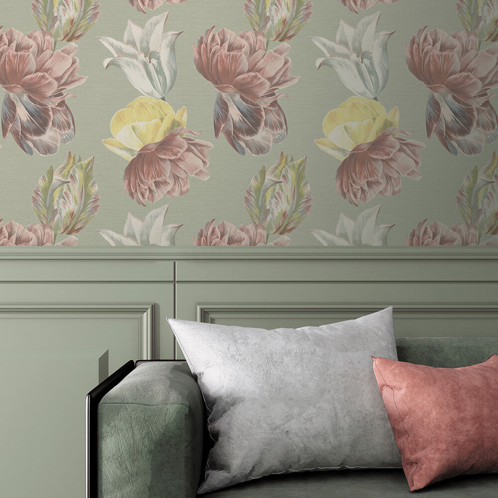 Tranquility Wallpaper - Sage - by Ted Baker