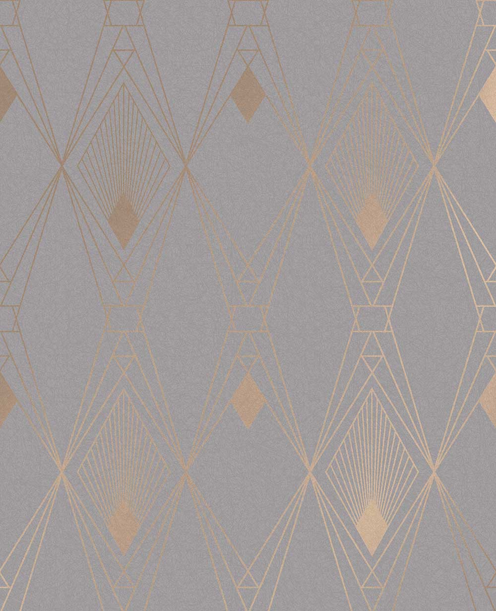 Deco Geometric Wallpaper - Grey - by Next