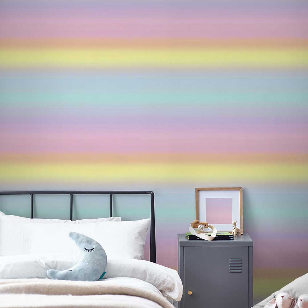 Rainbow Magical Ombre Wallpaper - Multi Coloured - by Next
