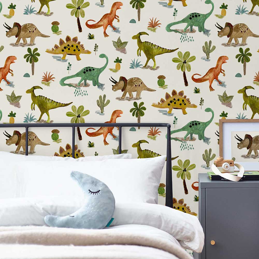 Prehistoric Dinosaur & Friends Wallpaper - Natural - by Next