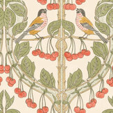 Birds & Cherries Wallpaper - Red/Green - by G P & J Baker. Click for more details and a description.