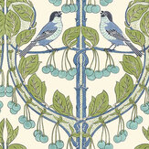 Birds & Cherries Wallpaper - Blue/Green - by G P & J Baker. Click for more details and a description.