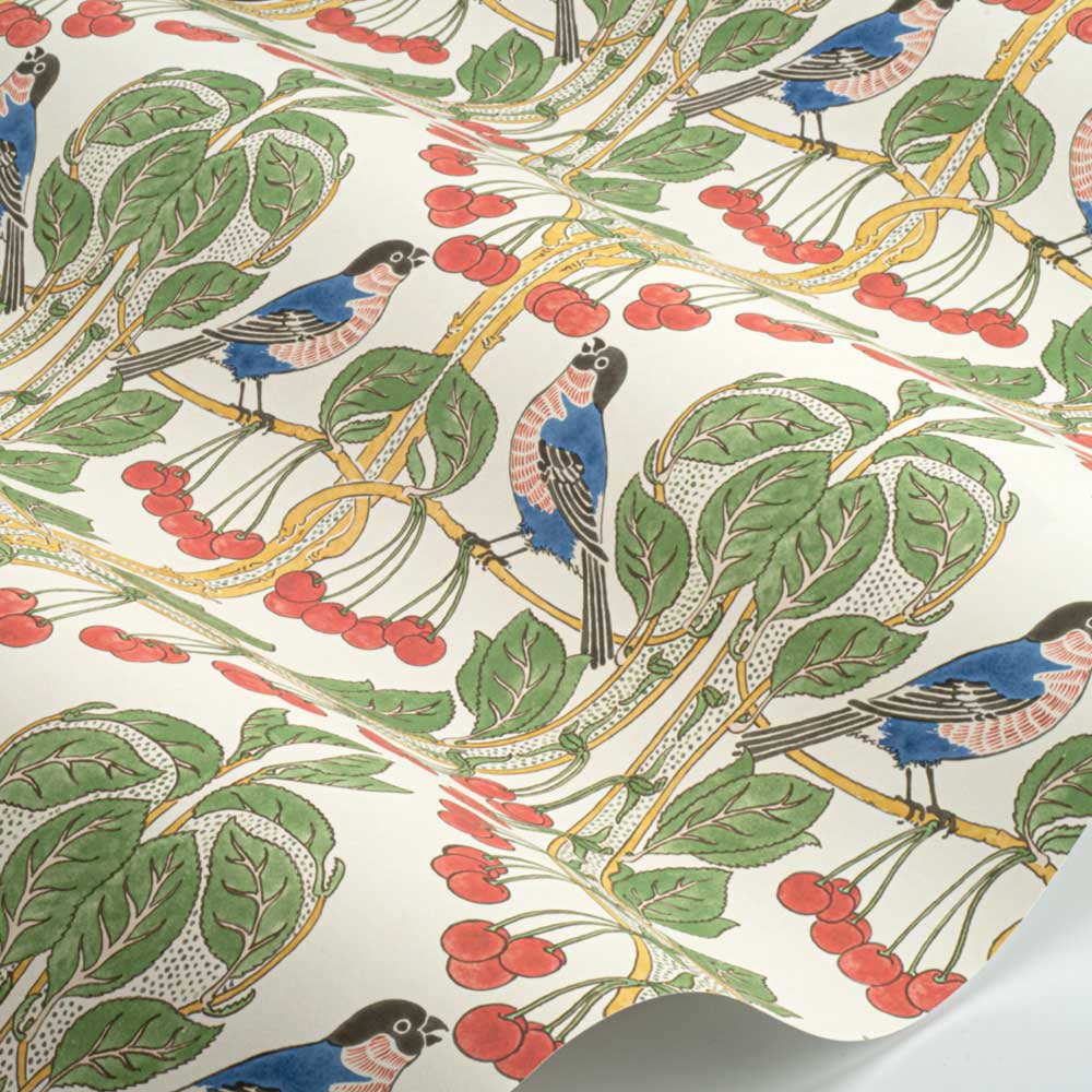 Birds & Cherries Wallpaper - Multi Coloured  - by G P & J Baker
