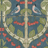 Birds & Cherries Wallpaper - Indigo - by G P & J Baker. Click for more details and a description.