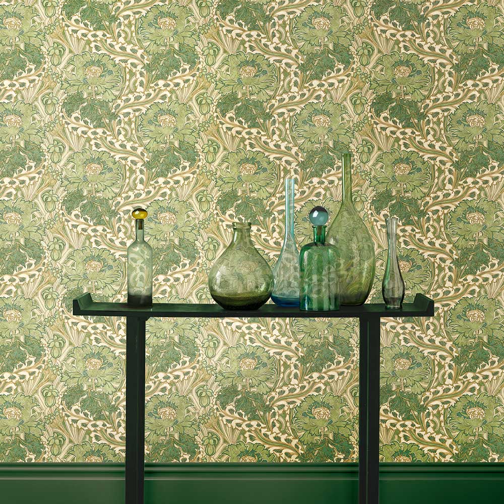 Brantwood Wallpaper - Green - by G P & J Baker