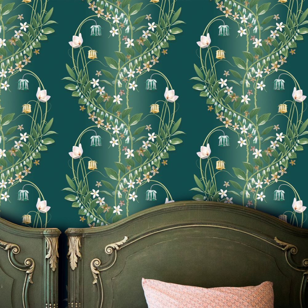 Solomans Crown Wallpaper - Emerald - by Carmine Lake