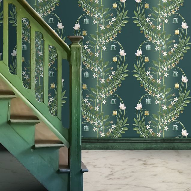 Solomans Crown Wallpaper - Emerald - by Carmine Lake