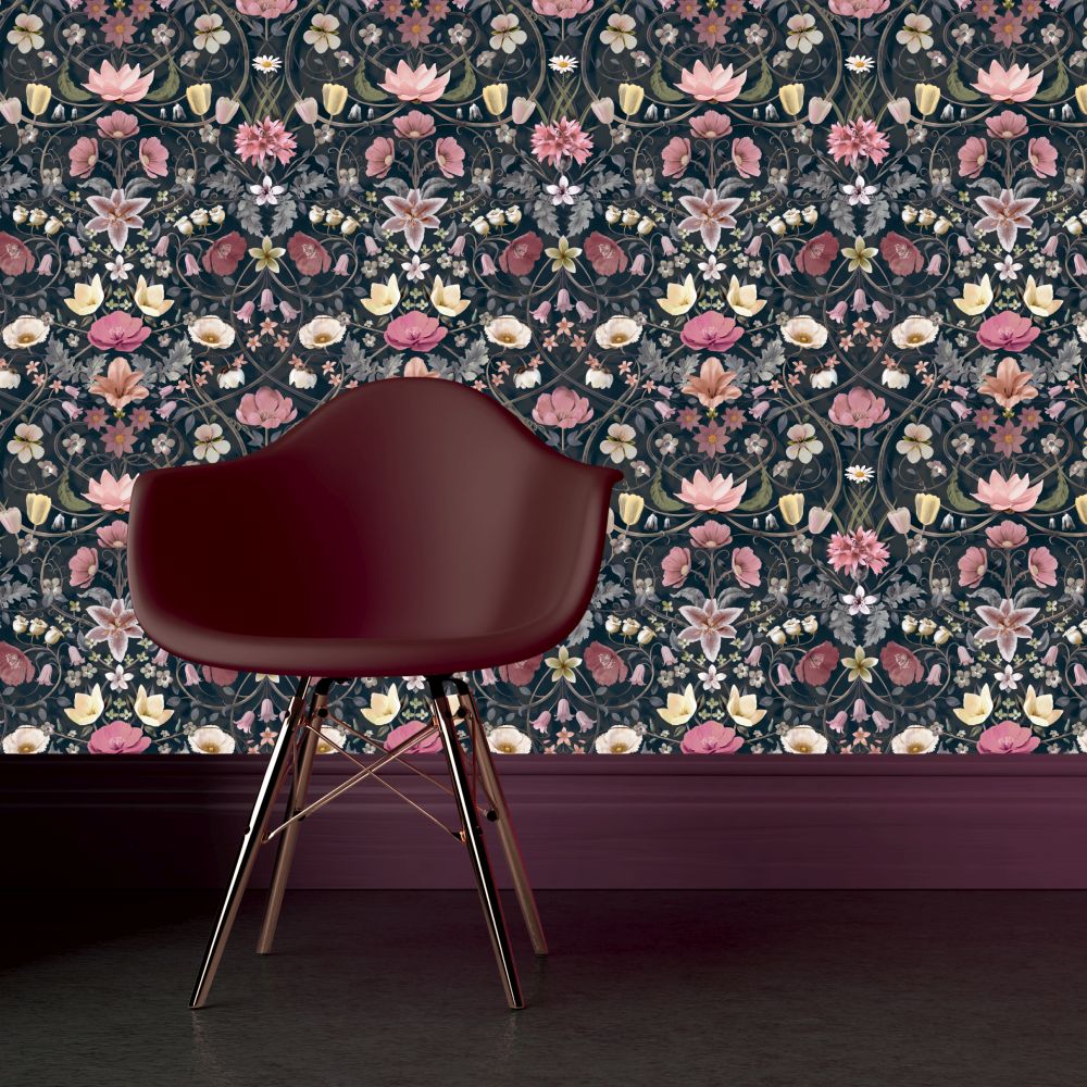 Flora Botanica Wallpaper - Noir - by Carmine Lake