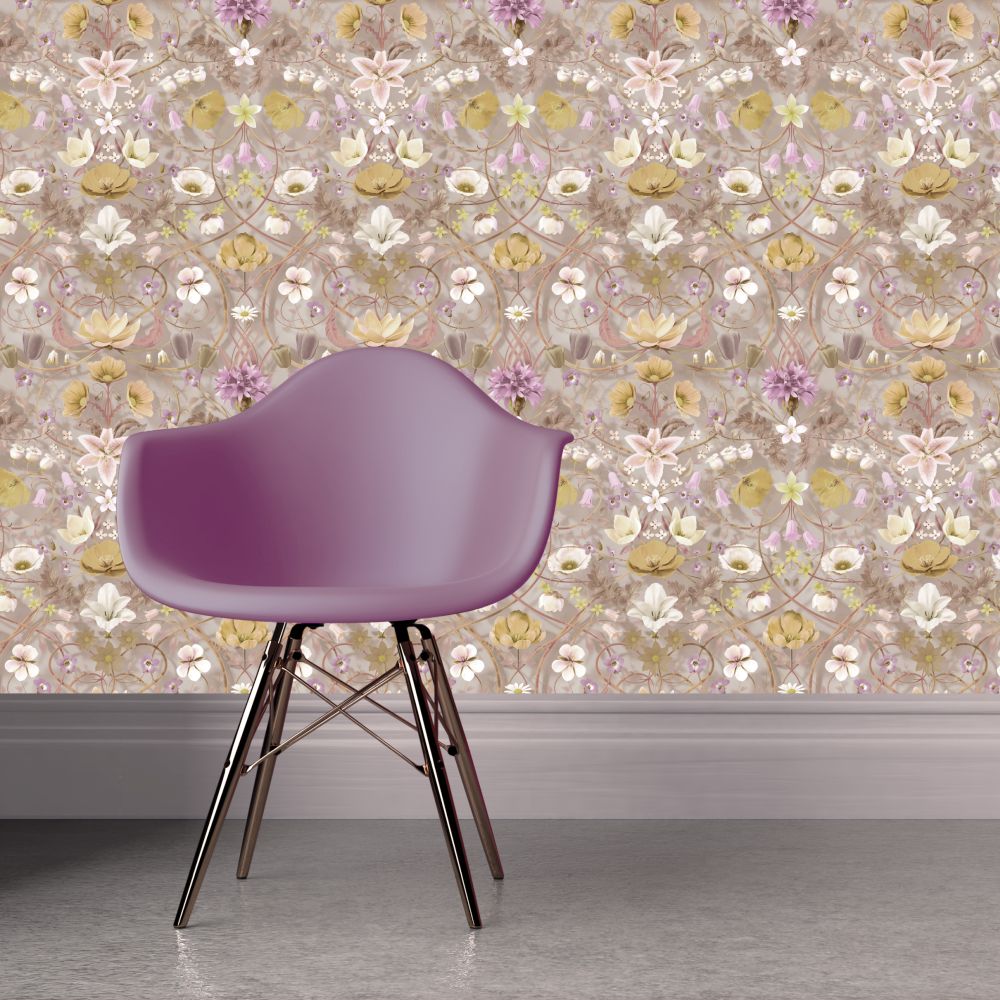 Flora Botanica Wallpaper - Bubblegum - by Carmine Lake