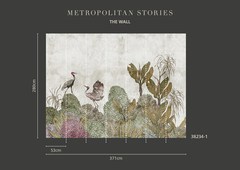 Hedgebush Storks Mural - Multi-Colour - by Metropolitan Stories