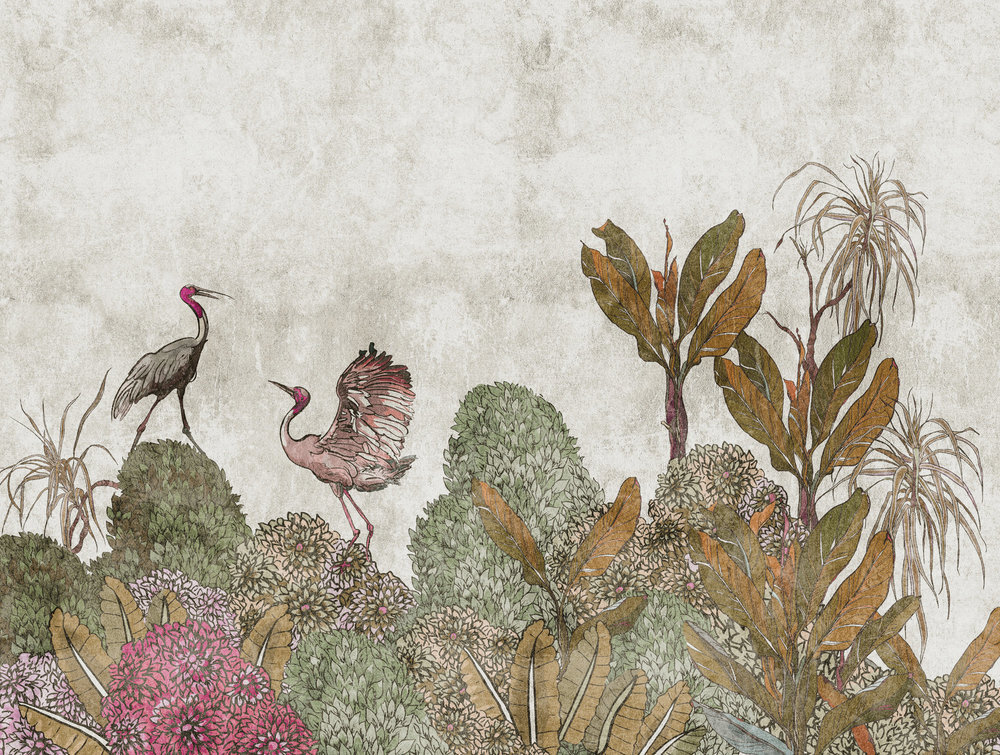Hedgebush Storks Mural - Multi-Colour - by Metropolitan Stories