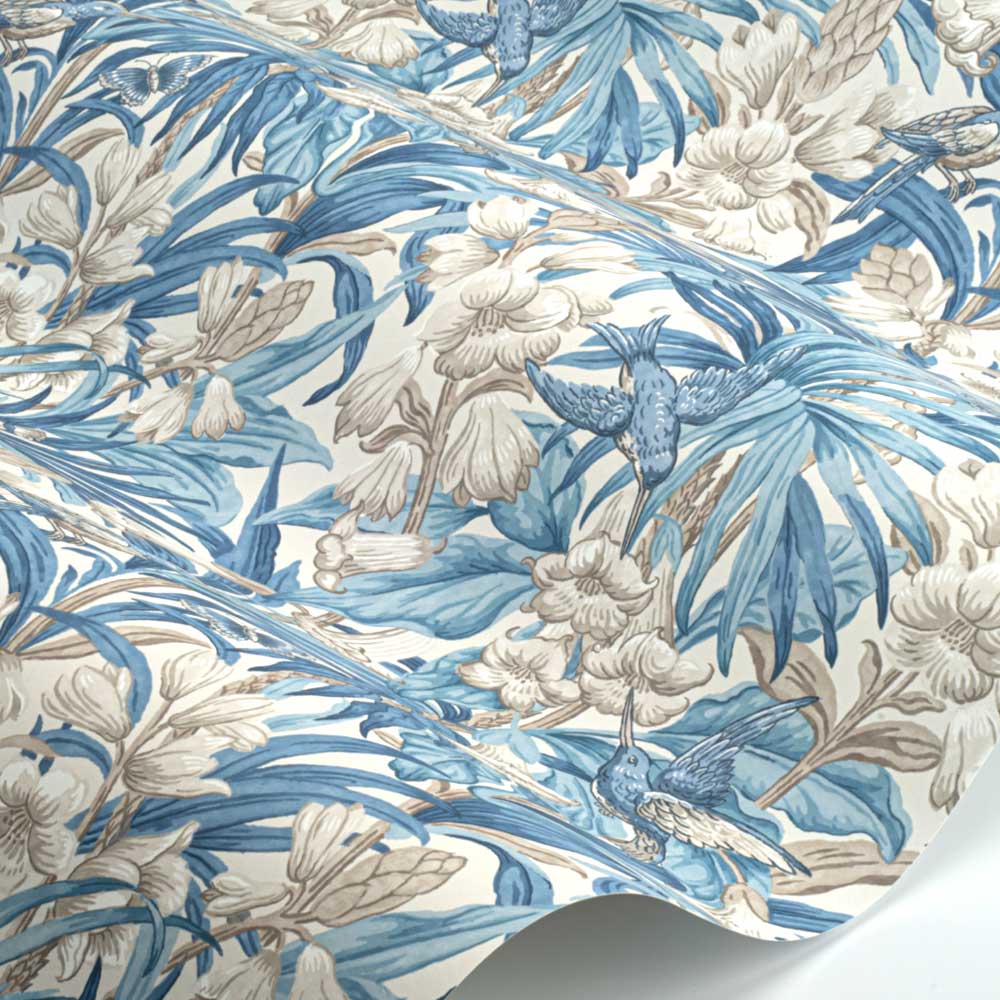 Trumpet Flowers Wallpaper - Blue - by G P & J Baker