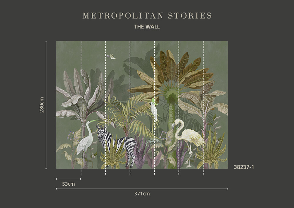 Jungle Gossip Mural - Multi-Colour - by Metropolitan Stories