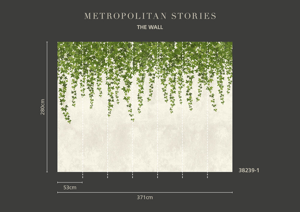 Ivy Trails Mural - Grey - by Metropolitan Stories