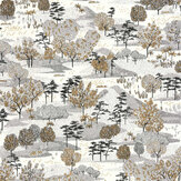 Jardin D Olinda Wallpaper - Blanc Noir Or - by Caselio. Click for more details and a description.