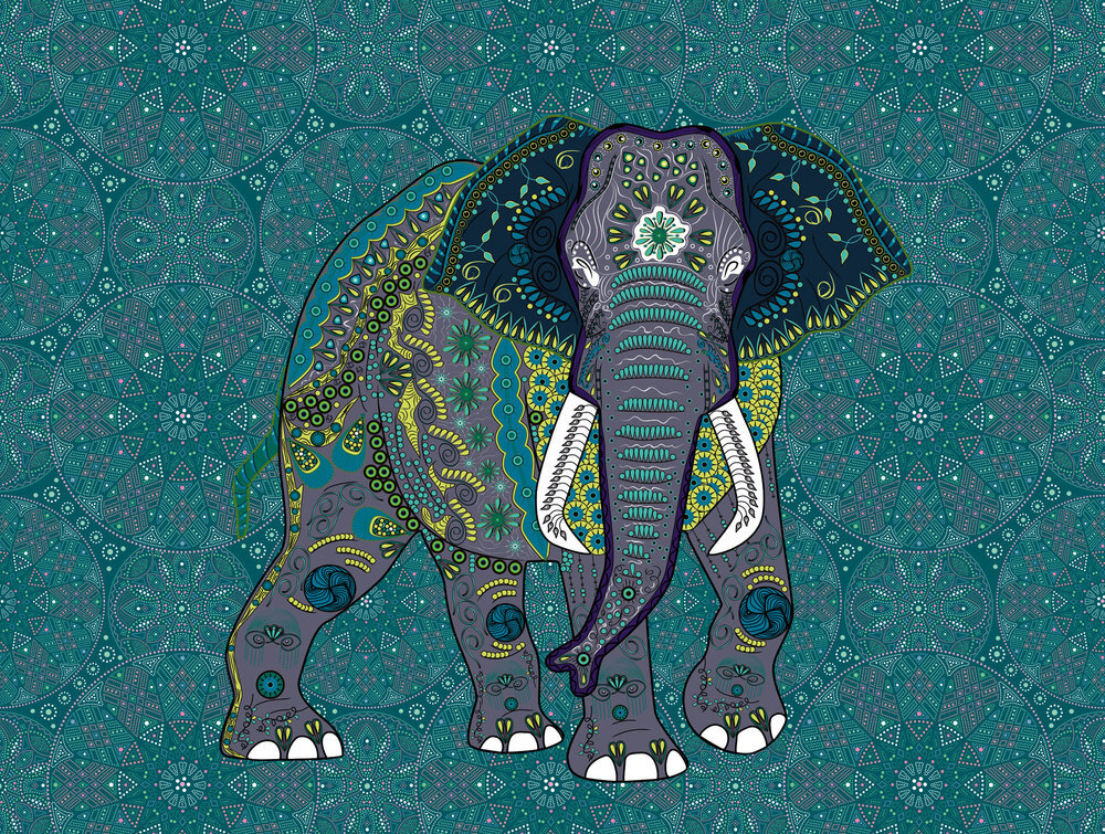 Arty Elephant Mural - Multi-Colour - by Metropolitan Stories