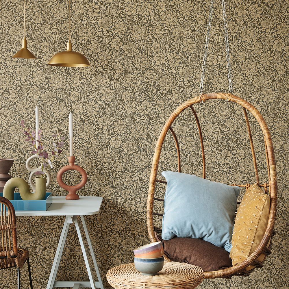 Chestnut Wallpaper - Charcoal - by Eijffinger