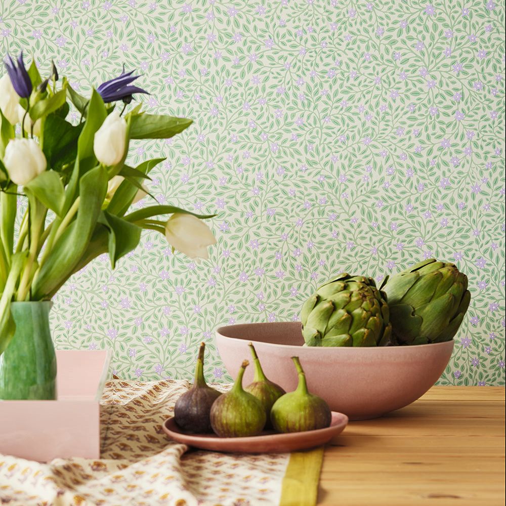 Mirabelle Wallpaper - Fog Green - by Eijffinger