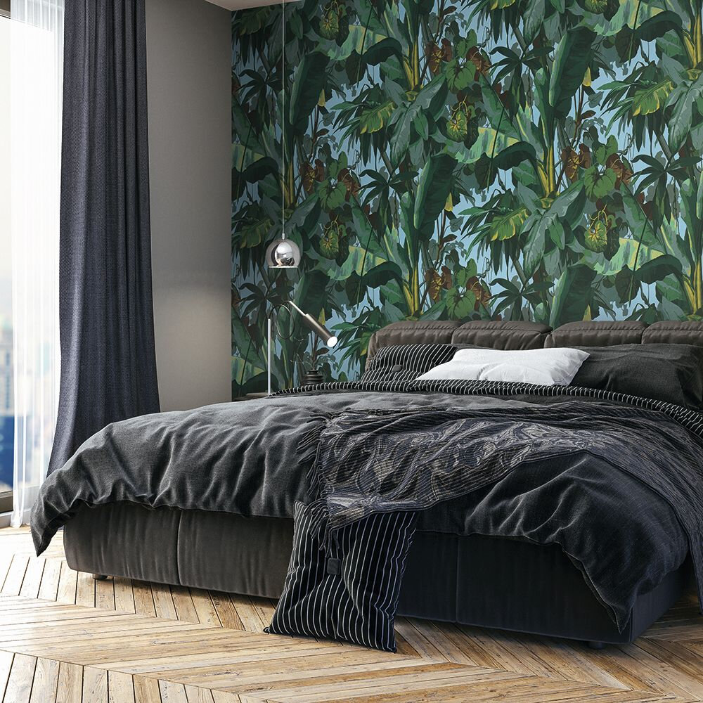 Tropic Jungle Wallpaper - Green / Blue - by The Wall Cover