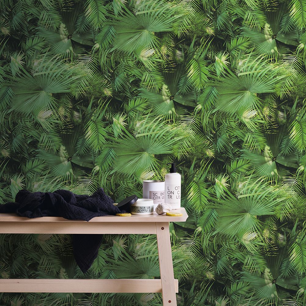 Palm Leaf Wallpaper - Green - by The Wall Cover