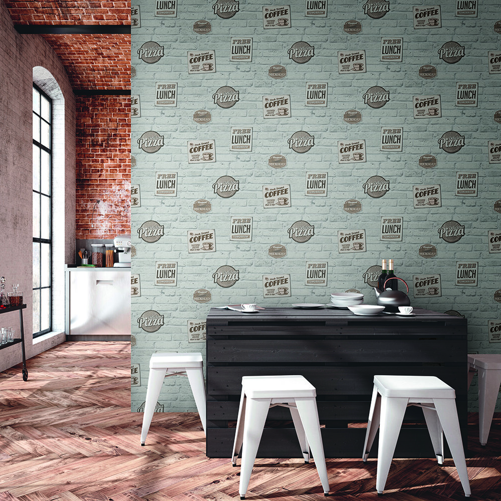 Bistro Wall Wallpaper - White - by The Wall Cover
