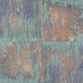 Metal Panel Wallpaper - Rust / Teal - by The Wall Cover. Click for more details and a description.