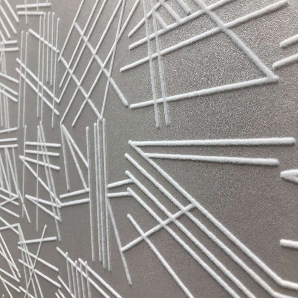 TILT Wallpaper - White Flock / Silver Lustre - by Erica Wakerly