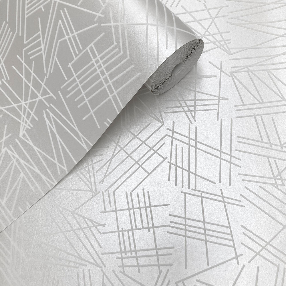 TILT Wallpaper - White Flock / Silver Lustre - by Erica Wakerly