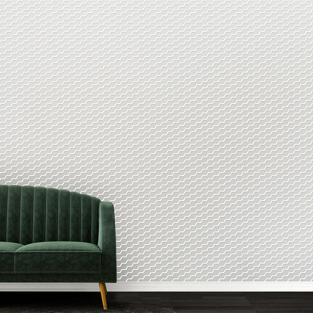BUZZ Wallpaper - White Flock / Silver Lustre - by Erica Wakerly