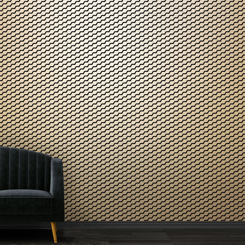 BUZZ Wallpaper - Black Flock / Gold Lustre - by Erica Wakerly