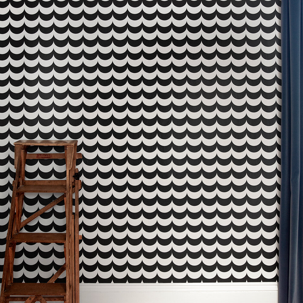 SCOOP Wallpaper - Black / White - by Erica Wakerly