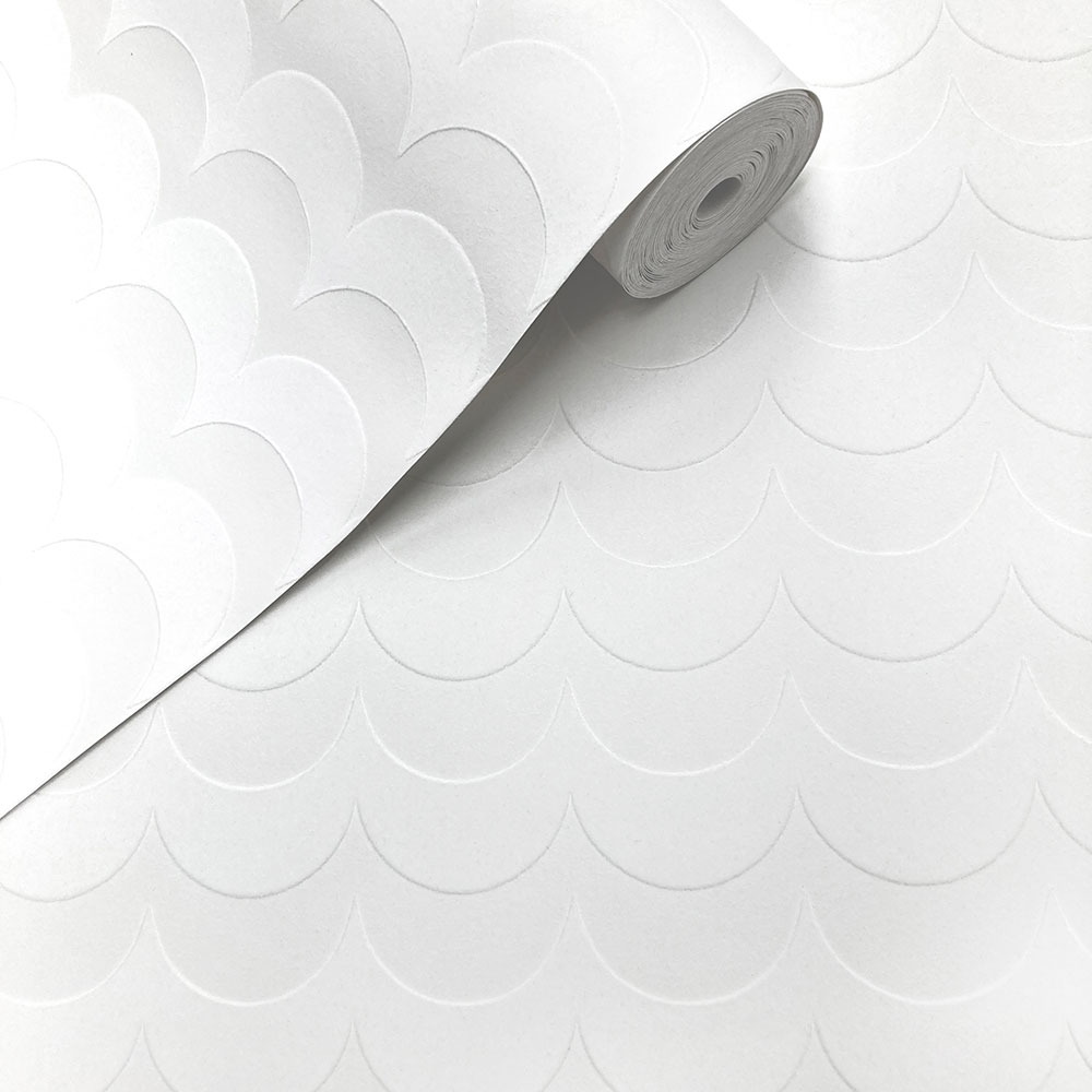 SCOOP Wallpaper - White Flock / White - by Erica Wakerly